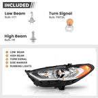 Halogen Headlight for Ford Fusion (2017–2020) w/ LED DRL & Bulbs, Left