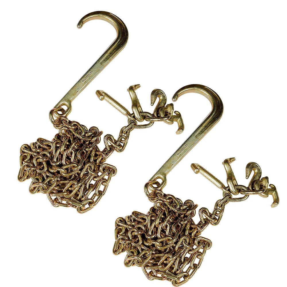 Set of 2 Tow Chains with J-Hooks for Flatbed Trucks