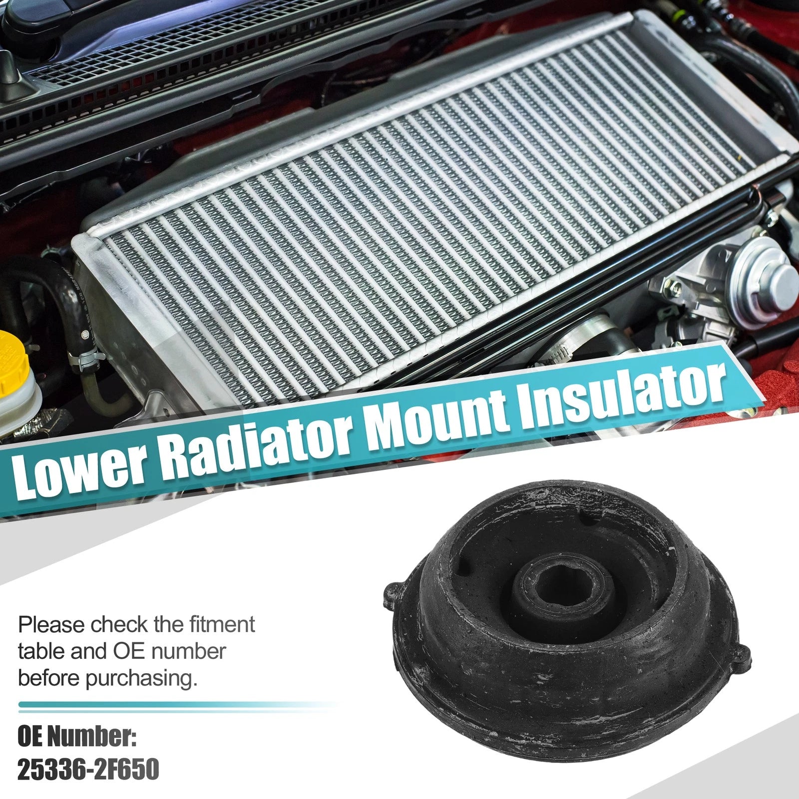 2X Rubber Lower Radiator Mount Insulator for Hyundai Santa Fe (2021–2023)