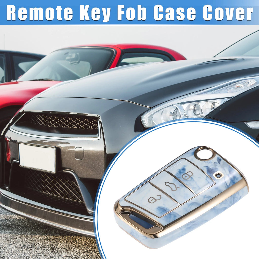 3X Remote Key Fob Case Cover for Volkswagen Golf 7 (2013–2020) TPU Blue