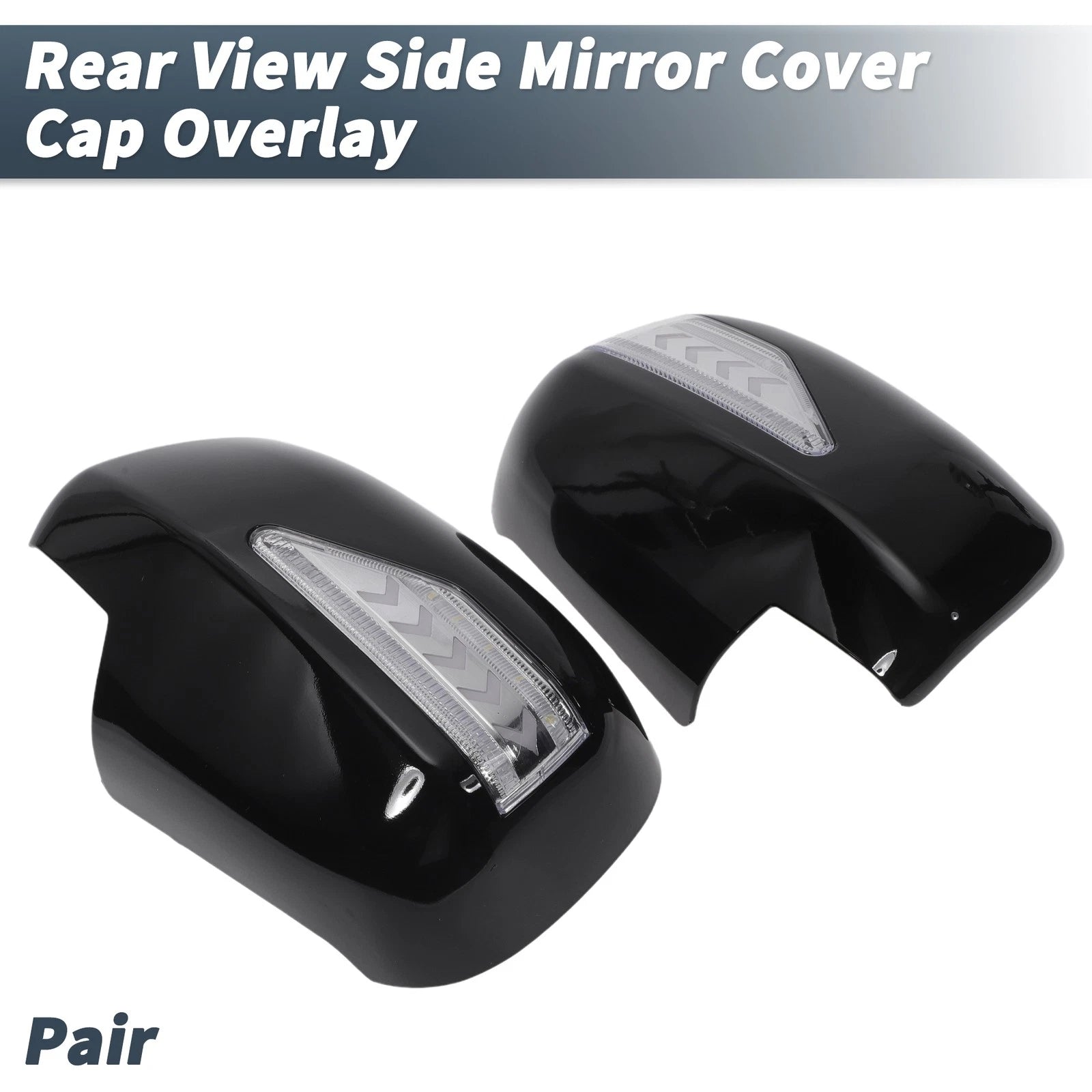 Pair Rearview Mirror Cover Overlay Gloss Black for Lexus RX330 RX350 (2003)