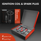Set of 4 Red Ignition Coils & Iridium Spark Plugs for Mitsubishi Outlander