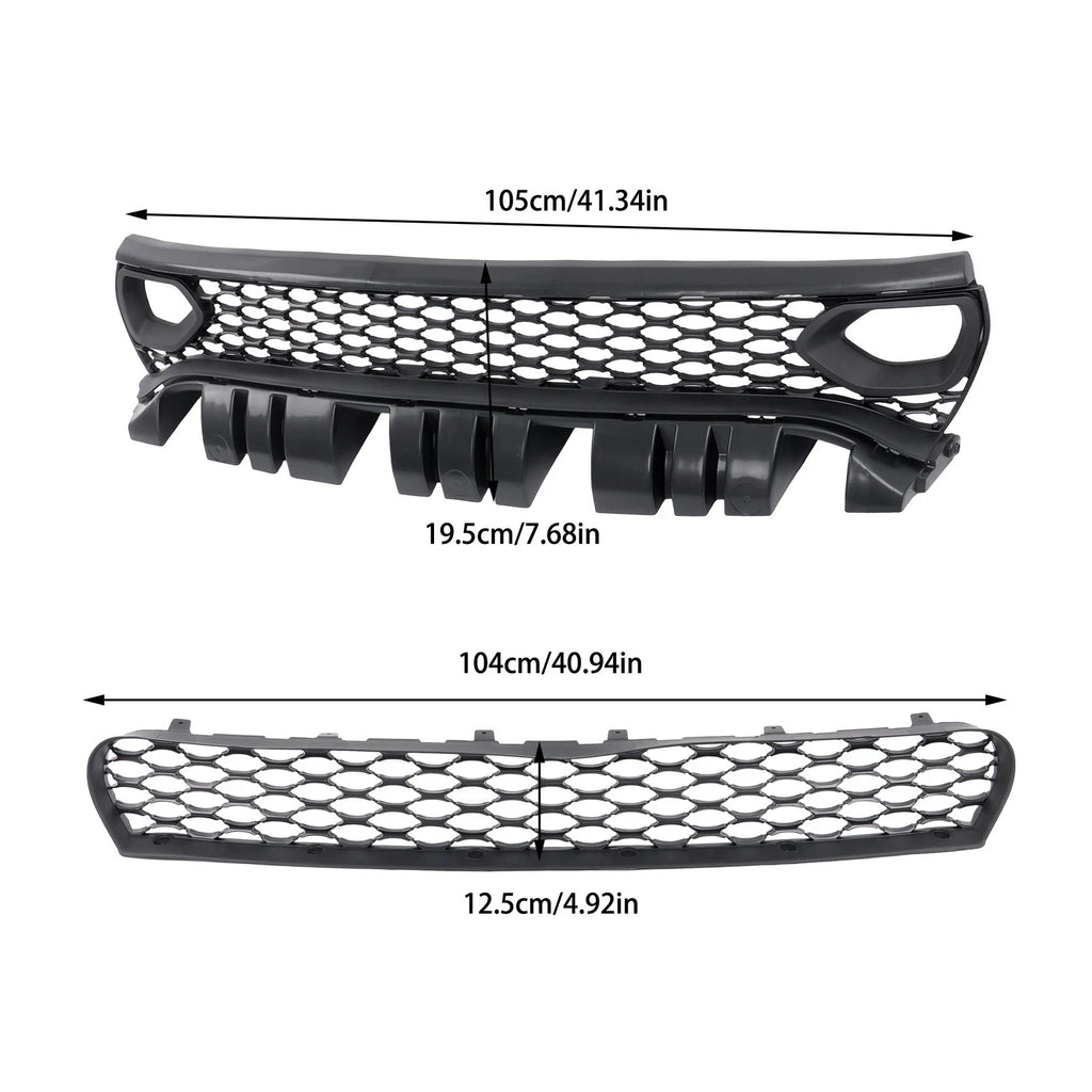 Grille Kit for Dodge Charger SRT (2015–2023) Black Front Upper + Lower