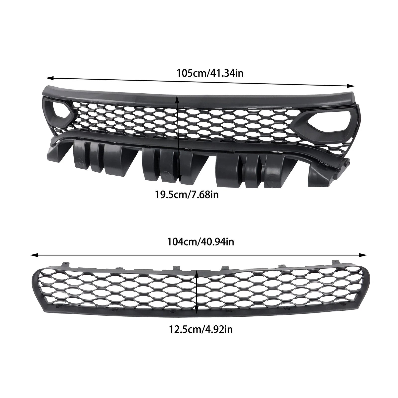 Grille Kit for Dodge Charger SRT (2015–2023) Black Front Upper + Lower