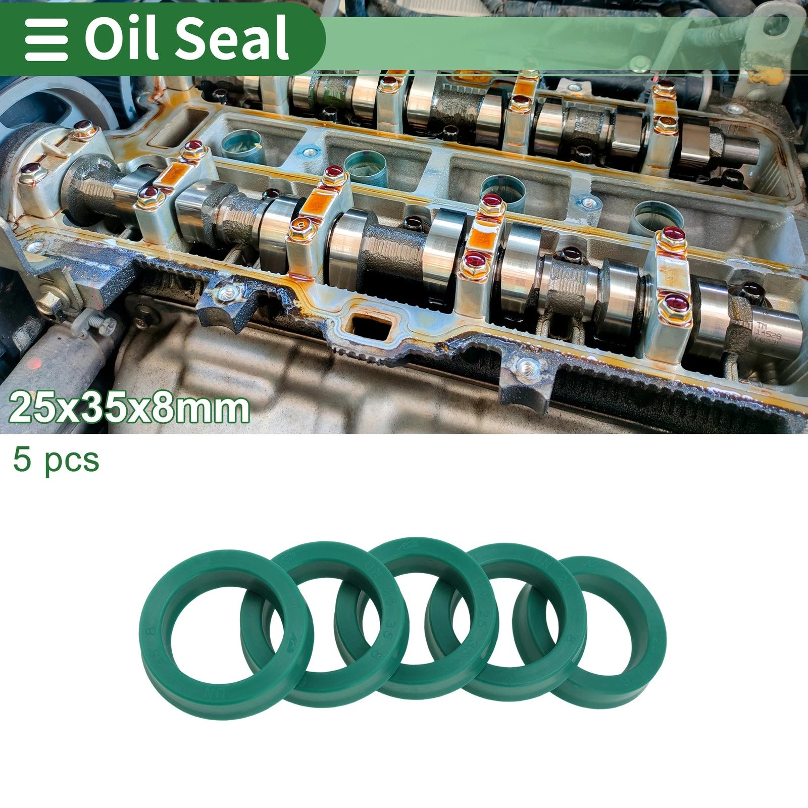 Set of 5 Oil Seal Ring 25x35x8mm for Rotary Shaft (High Pressure)
