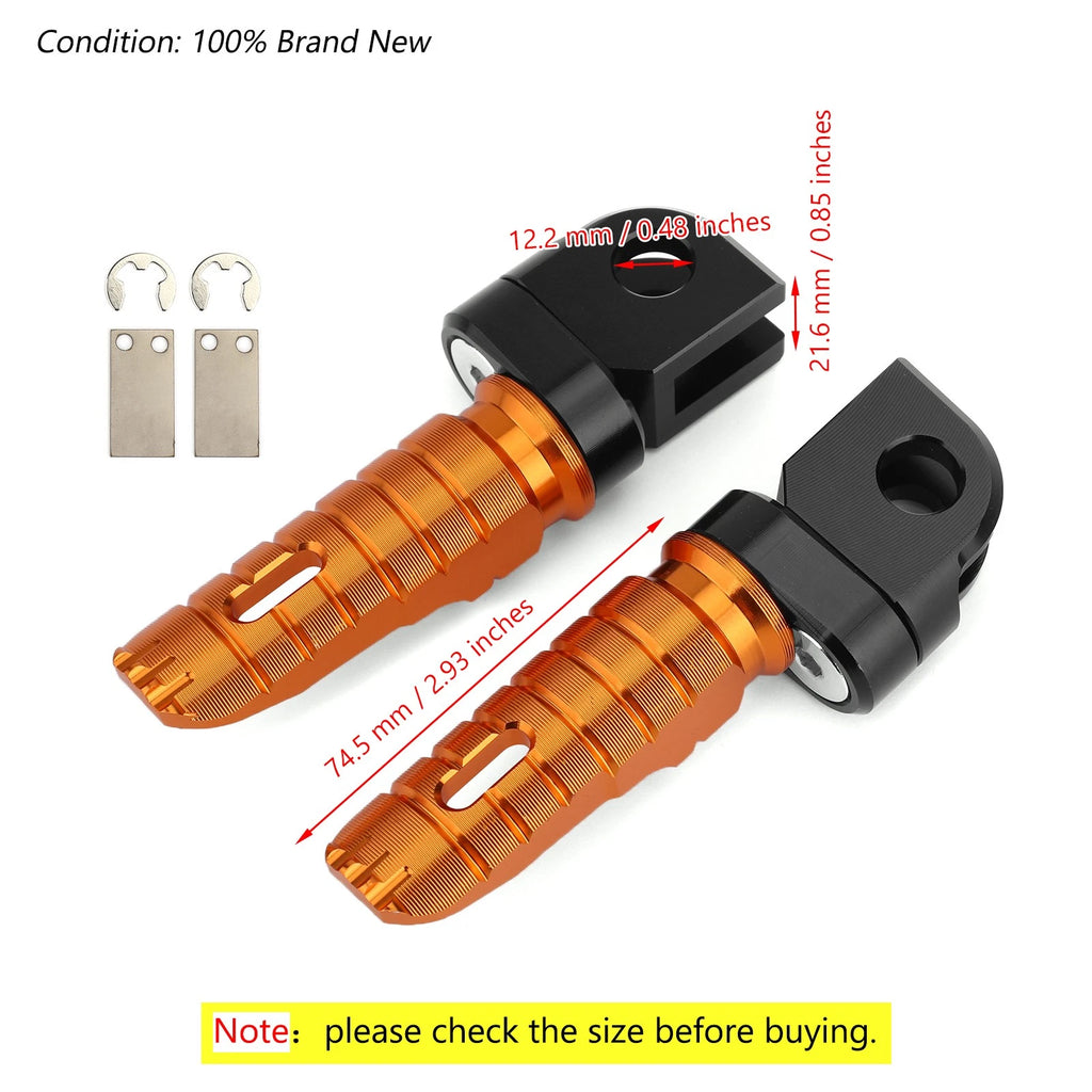 Front Footrests Foot Pegs for Kawasaki Z300 Z400 Z650 Z800 Z900 Z1000 (2015–2023)