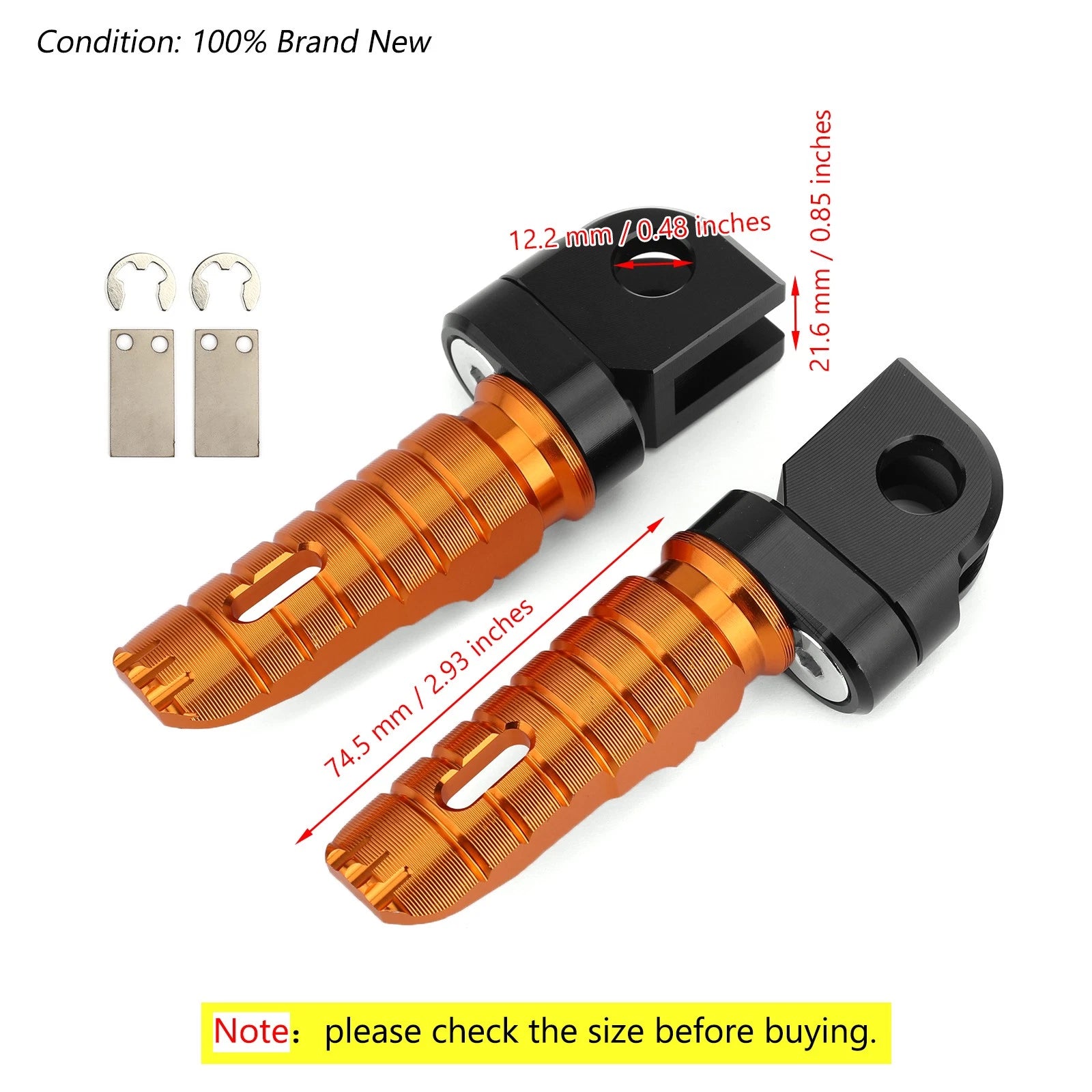 Front Footrests Foot Pegs for Kawasaki Z300 Z400 Z650 Z800 Z900 Z1000 (2015–2023)