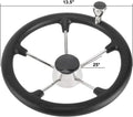 5 Spoke Steering Wheel for Boat Marine (13-1/2'', Black Foam Grip)