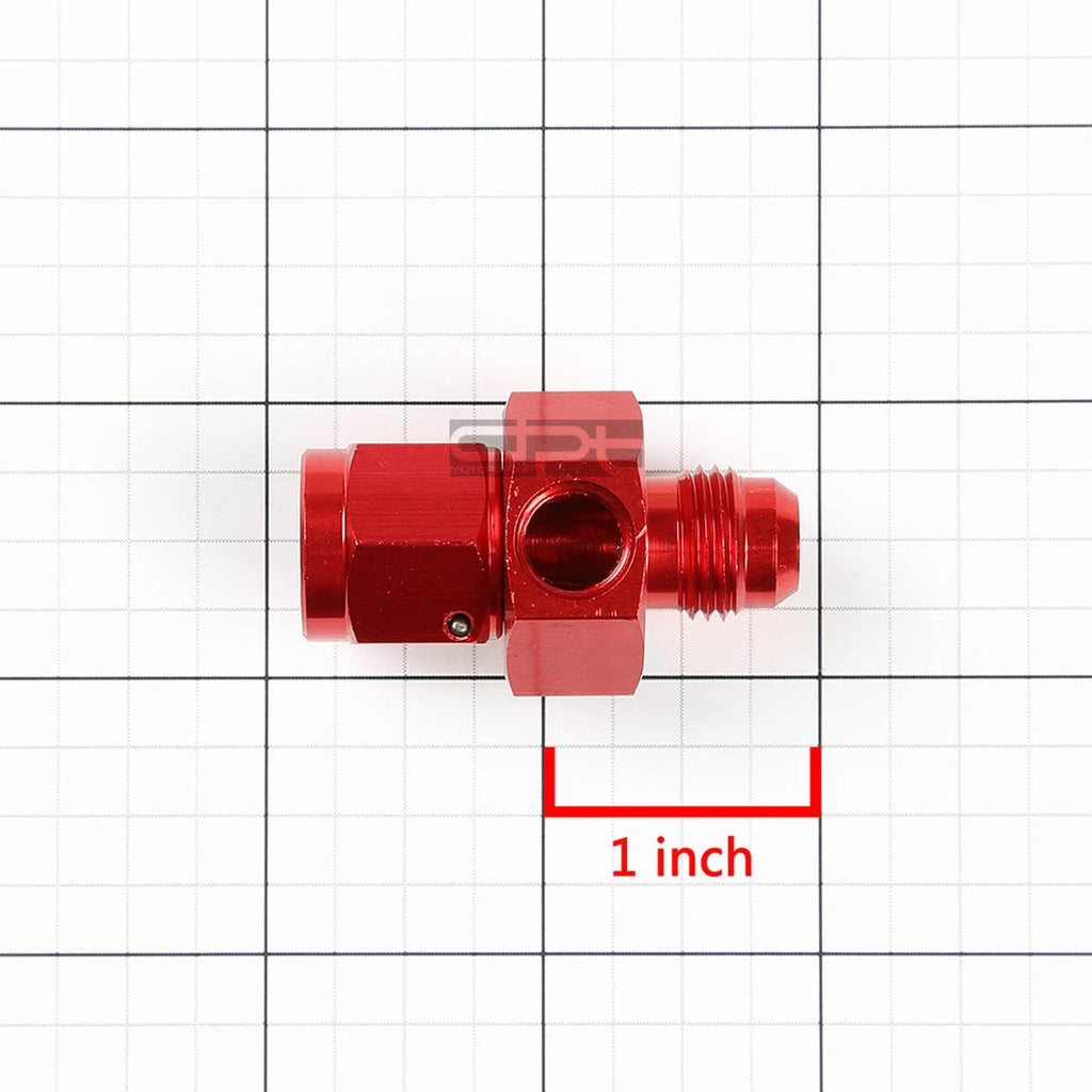 6AN Male-Female Union Fitting Adapter for 1/8" NPT Port (Red Aluminum Anodized)