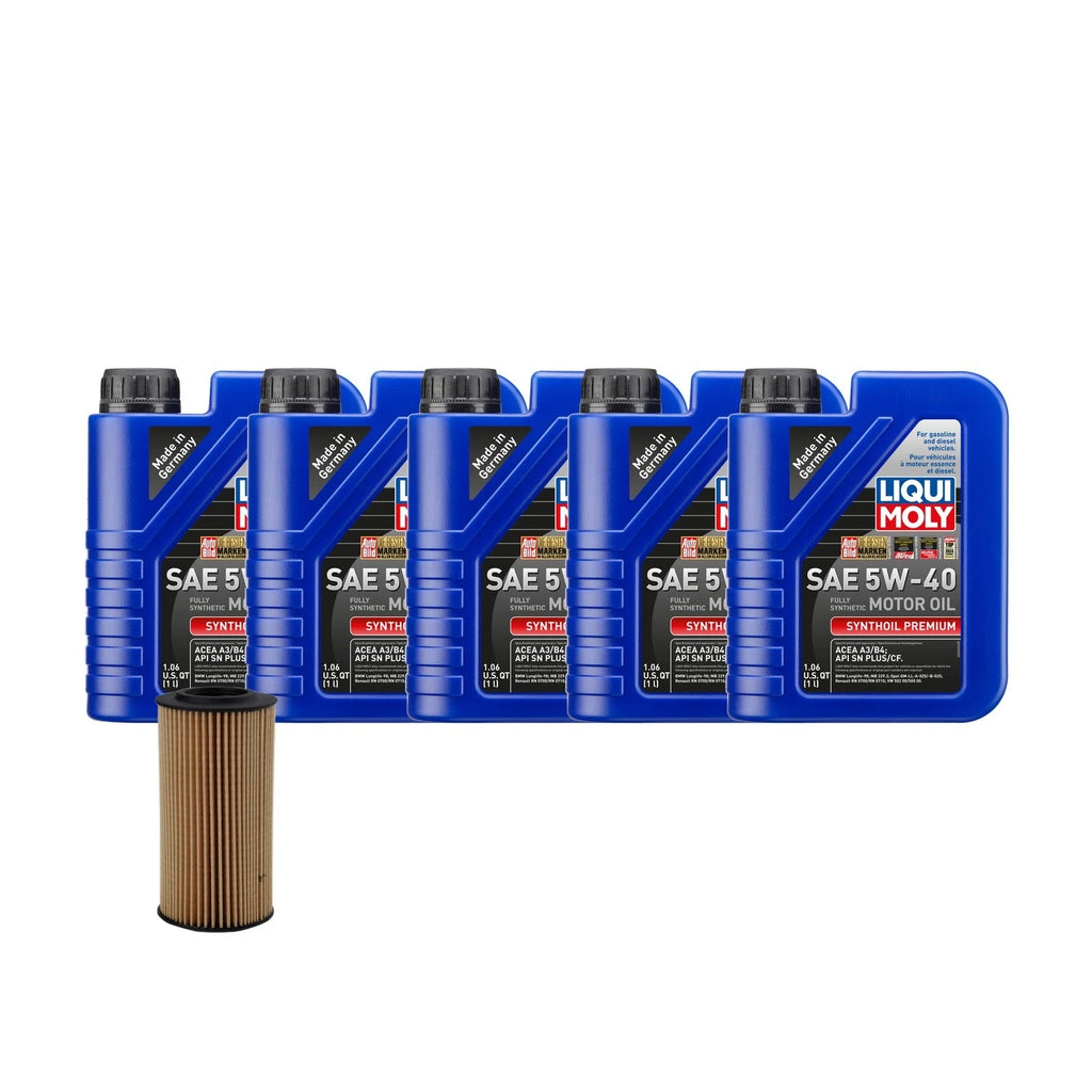5L Liqui Moly Synthoil Premium SAE 5W-40 Oil Change Kit for Audi L4 2.0L