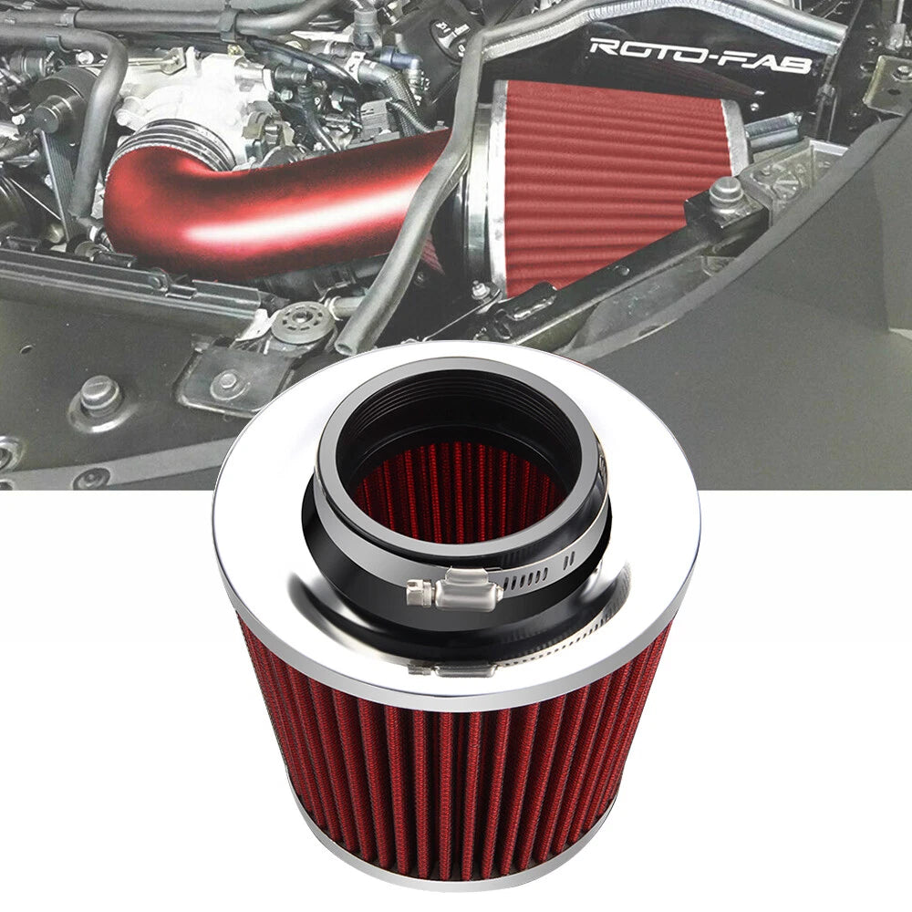 3" Inverted Neck Cone Dual Induction Intake Filter for Universal Fit