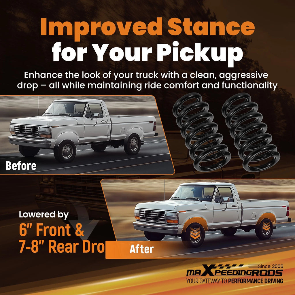 6" Front 8" Rear Lowering Spring Set for Chevy C10 GMC C15 2WD (1973–1987)