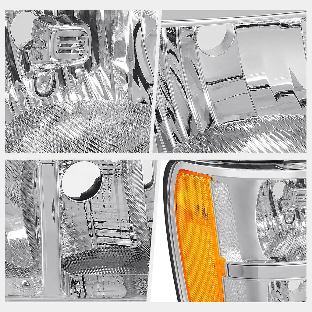 Factory Style Headlights Chrome/Amber for GMC Sierra 1500/2500 HD 3500 HD (2007–2014)
