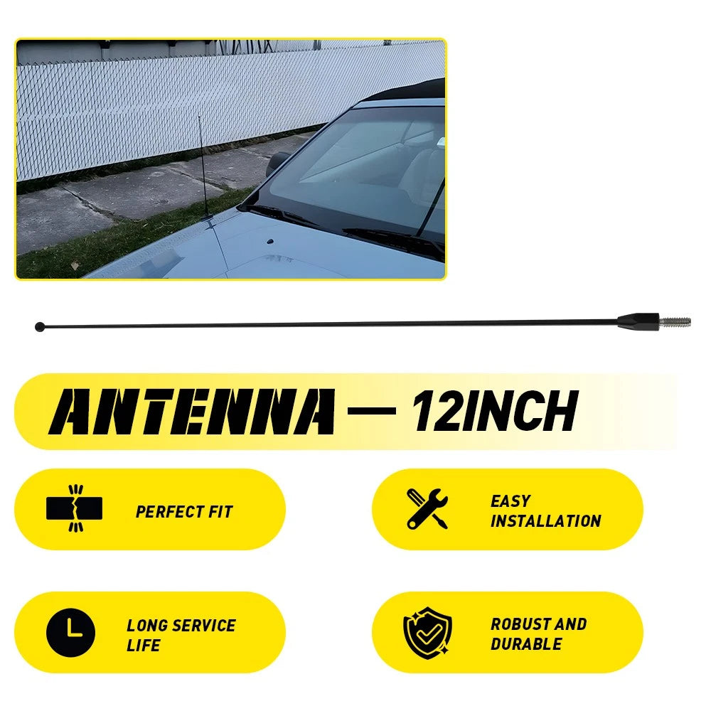 12 Inch Stainless Antenna Mast for Universal Replacement (AM/FM)
