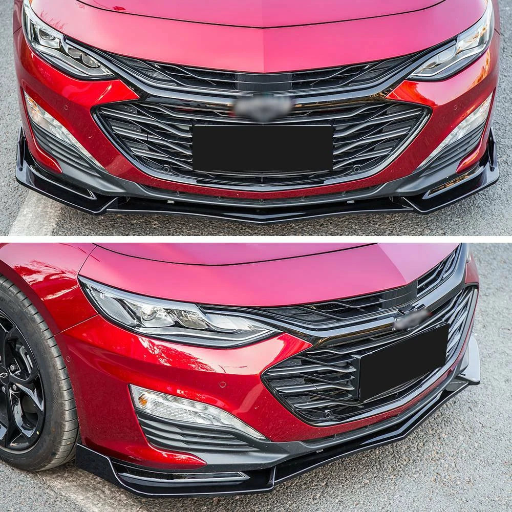 Black Front Bumper Lip Spoiler Splitter for Chevrolet Malibu (2019–2021)