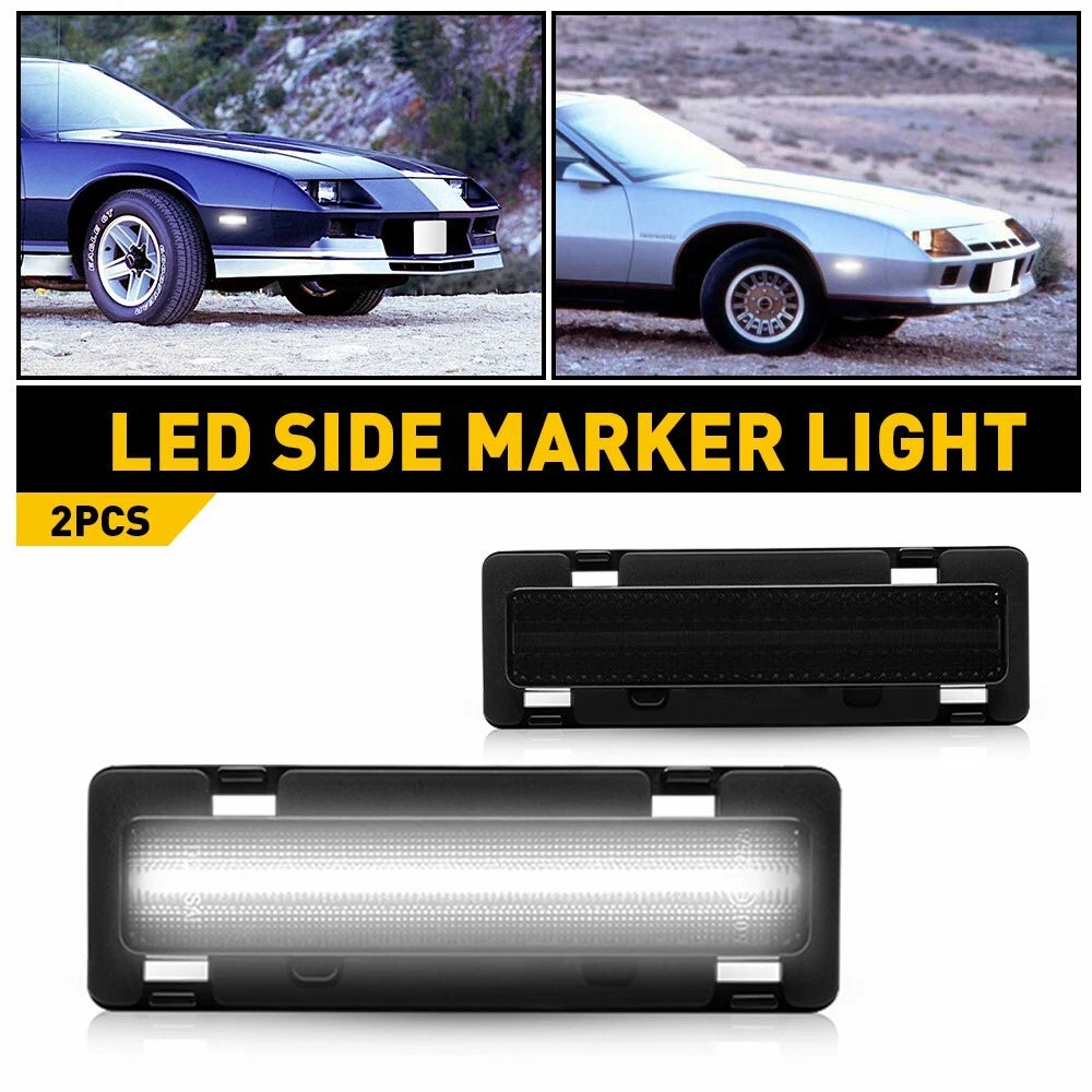 White LED Bumper Side Marker Lights for Chevy Camaro Pontiac Firebird (1982–1992)