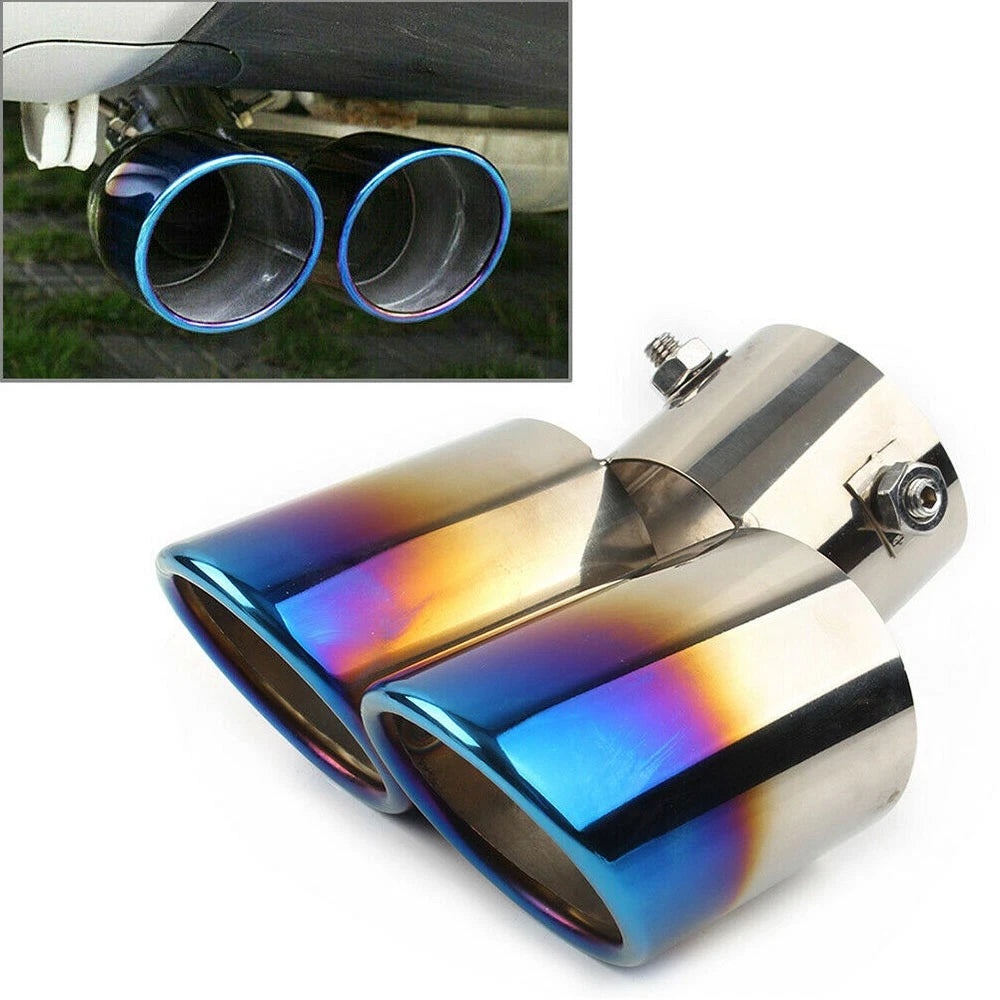 Dual Exhaust Pipe Tail Muffler Tip for Universal Cars (Stainless Steel)