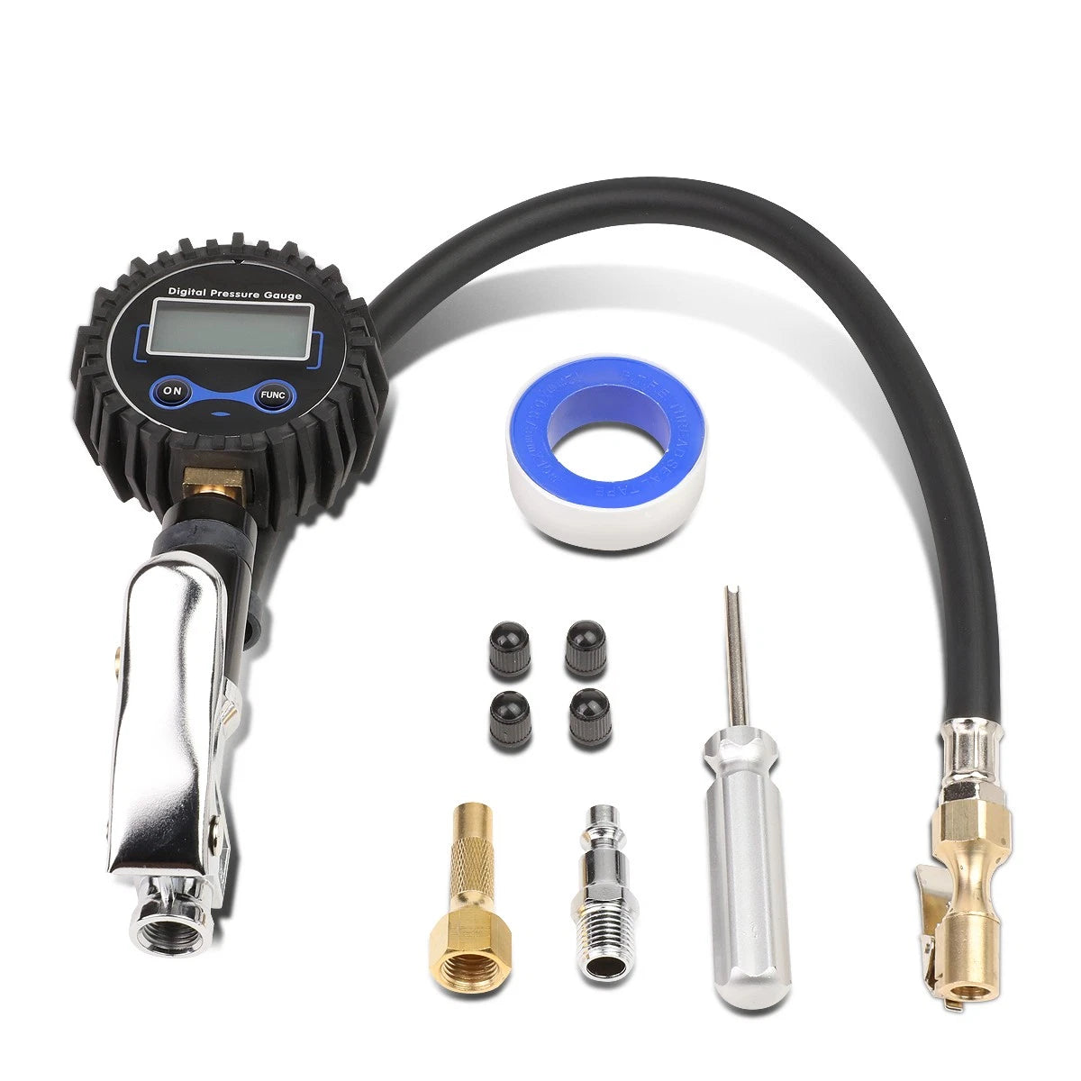 Flexible Rubber Hose Tire Inflator with Clip-On Air Chuck (18 In.)