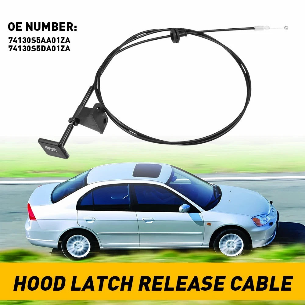 Hood Release Latch Cable with Handle for Honda Civic (2001–2005) 74130-S5D-A01ZA