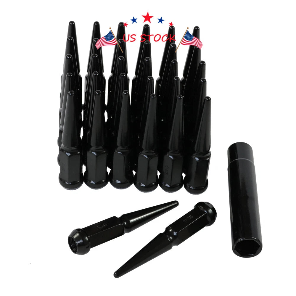Set of 32 Black Spike Lug Nuts for Ford F250 F350 Dodge Ram 2500 3500