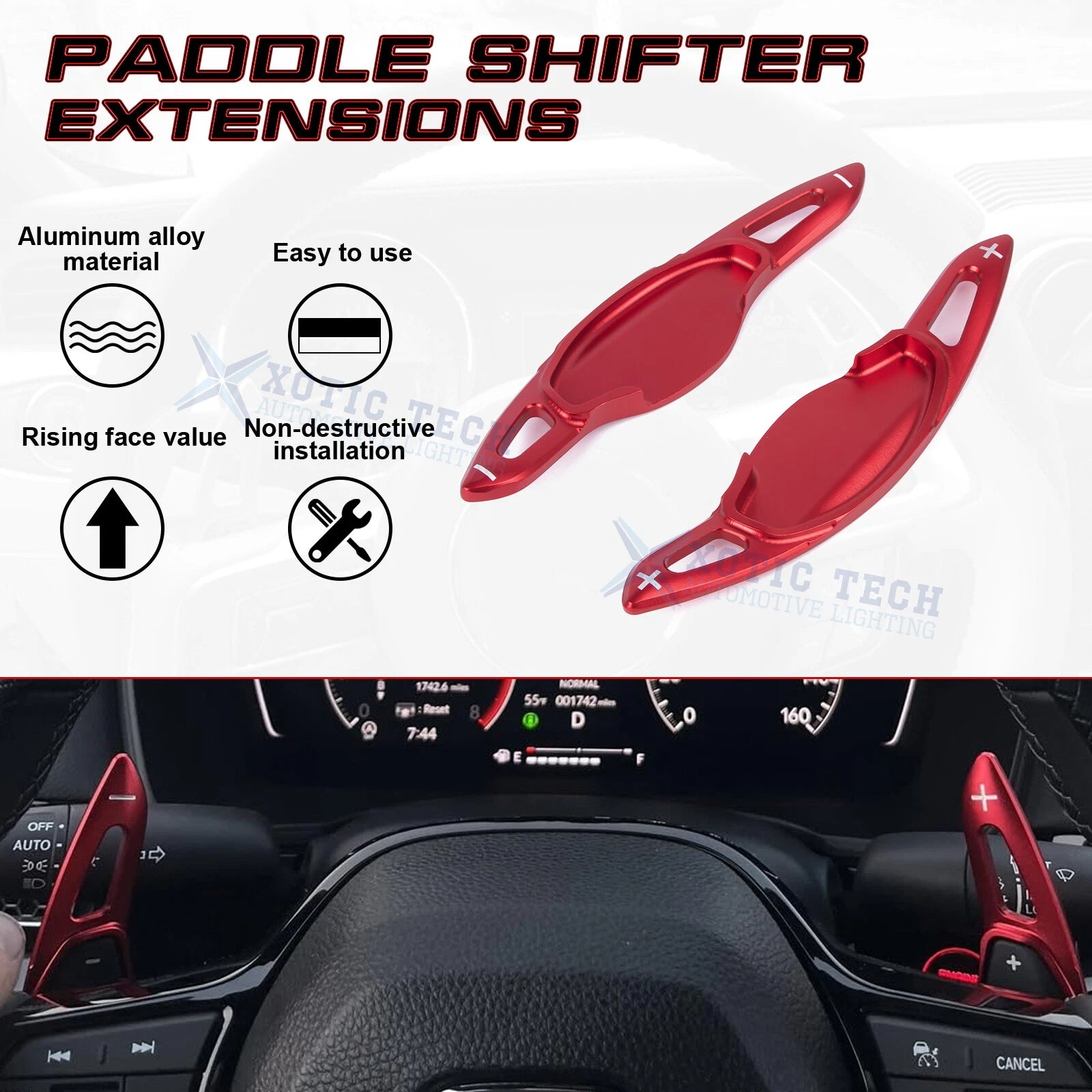 Sporty Red Paddle Shifter Extension for Honda Civic (2022-2025)