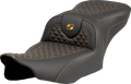 SADDLEMEN Roadsofa Seat for Motorcycle (w/o Backrest) - Dragon Scale, Gold Stitch