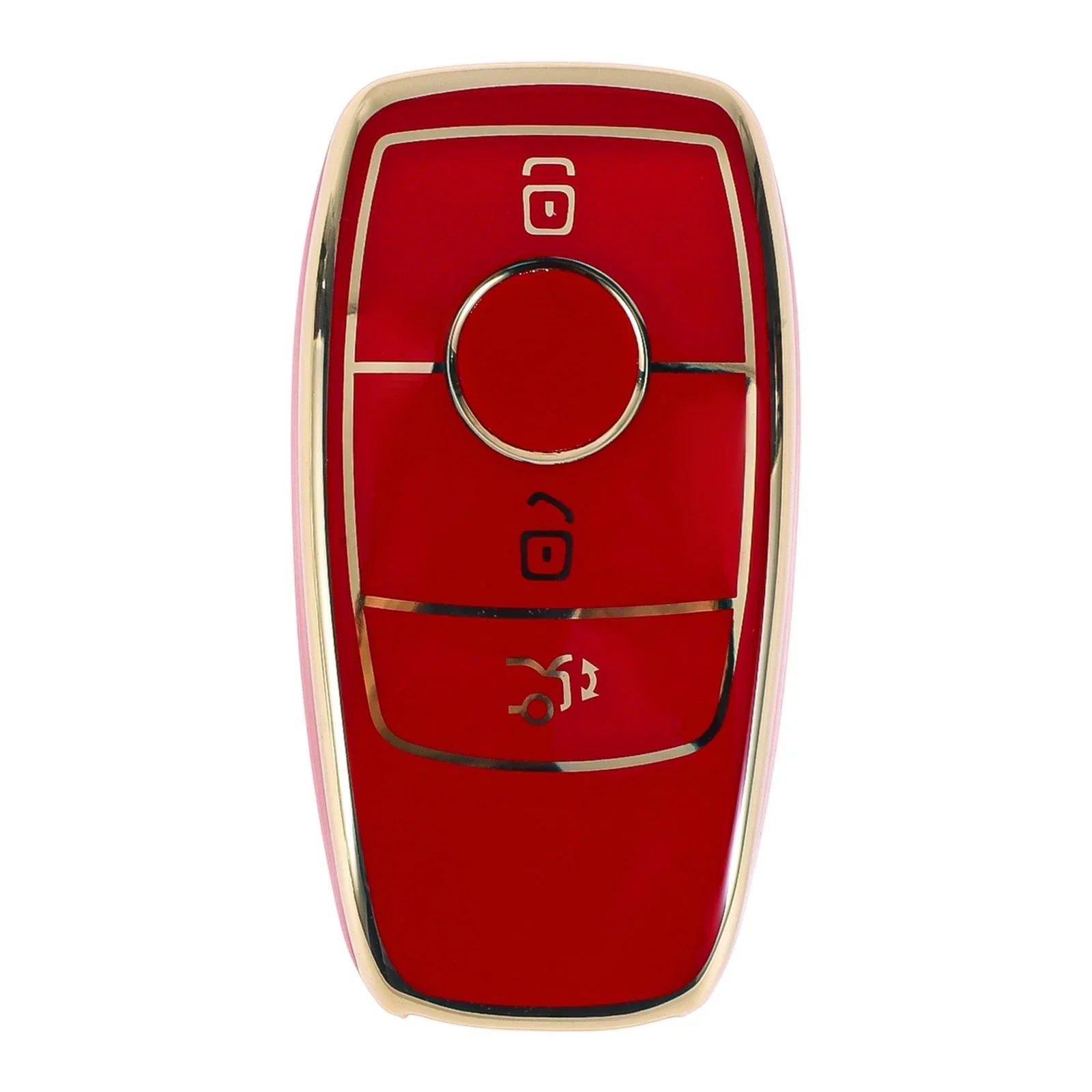 Red Gold Tone TPU Car Key Case for Mercedes Benz E Class (2017-2023)