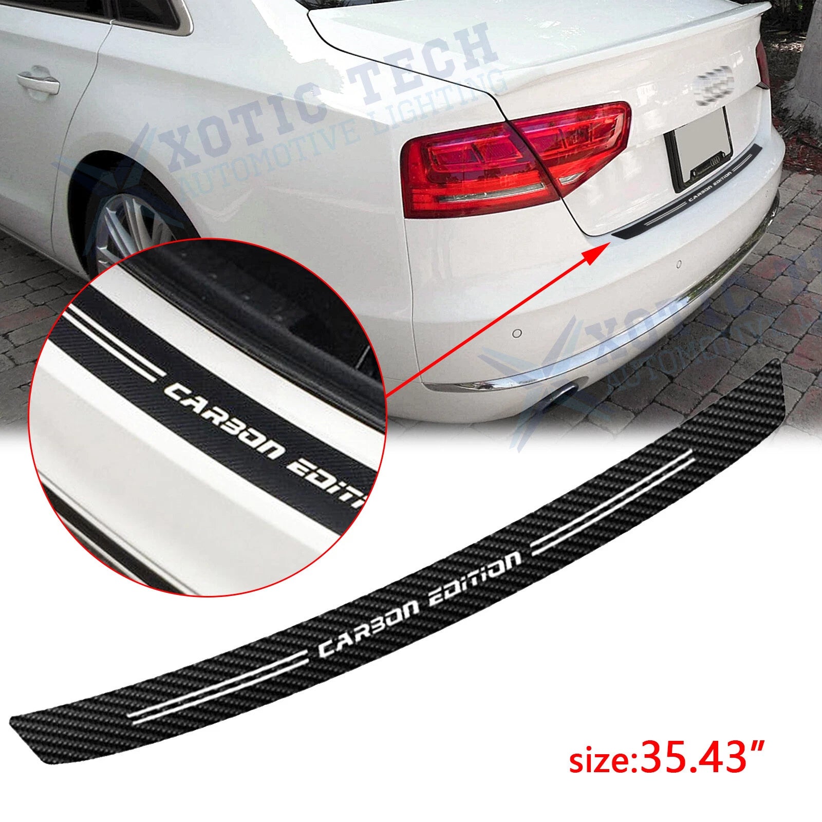 Carbon Fiber Texture Film Trunk Guard Plate Sticker for Audi (2017–2022)