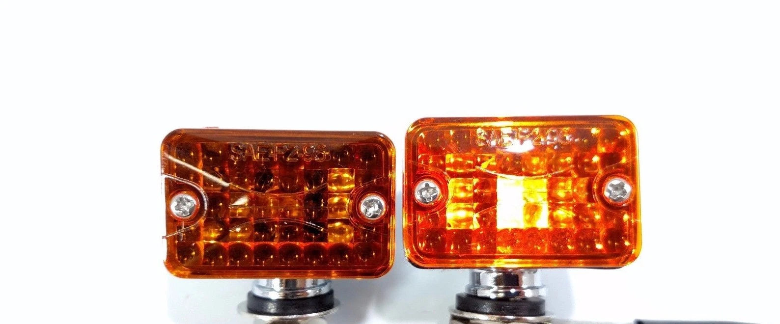 Small Amber Turn Signal Indicator Lights Chrome Replacement for Hot Rod (—)