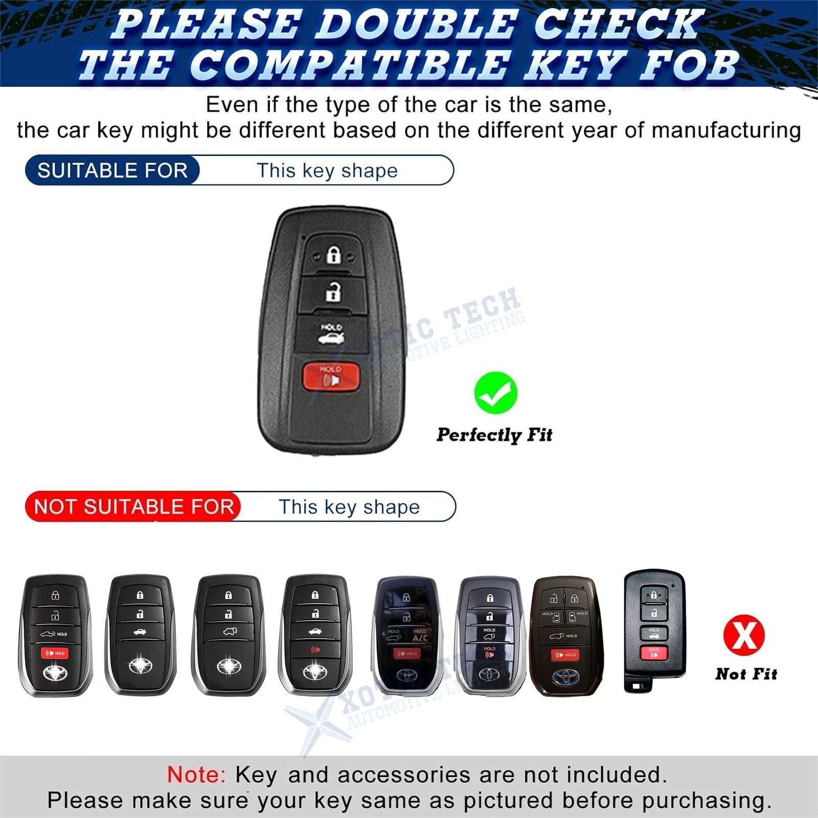 2-Pack Key Fob Cover Protector Shell for Toyota Camry RAV4 Avalon (2013-2015)