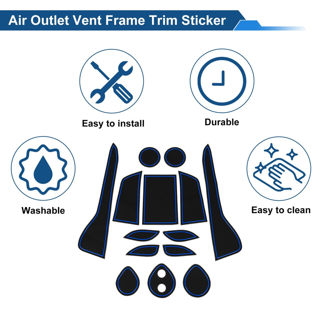 14 Pcs Non-Slip Mat for Toyota C-HR ZYX10/NGX50 (2016–2023) PVC Blue