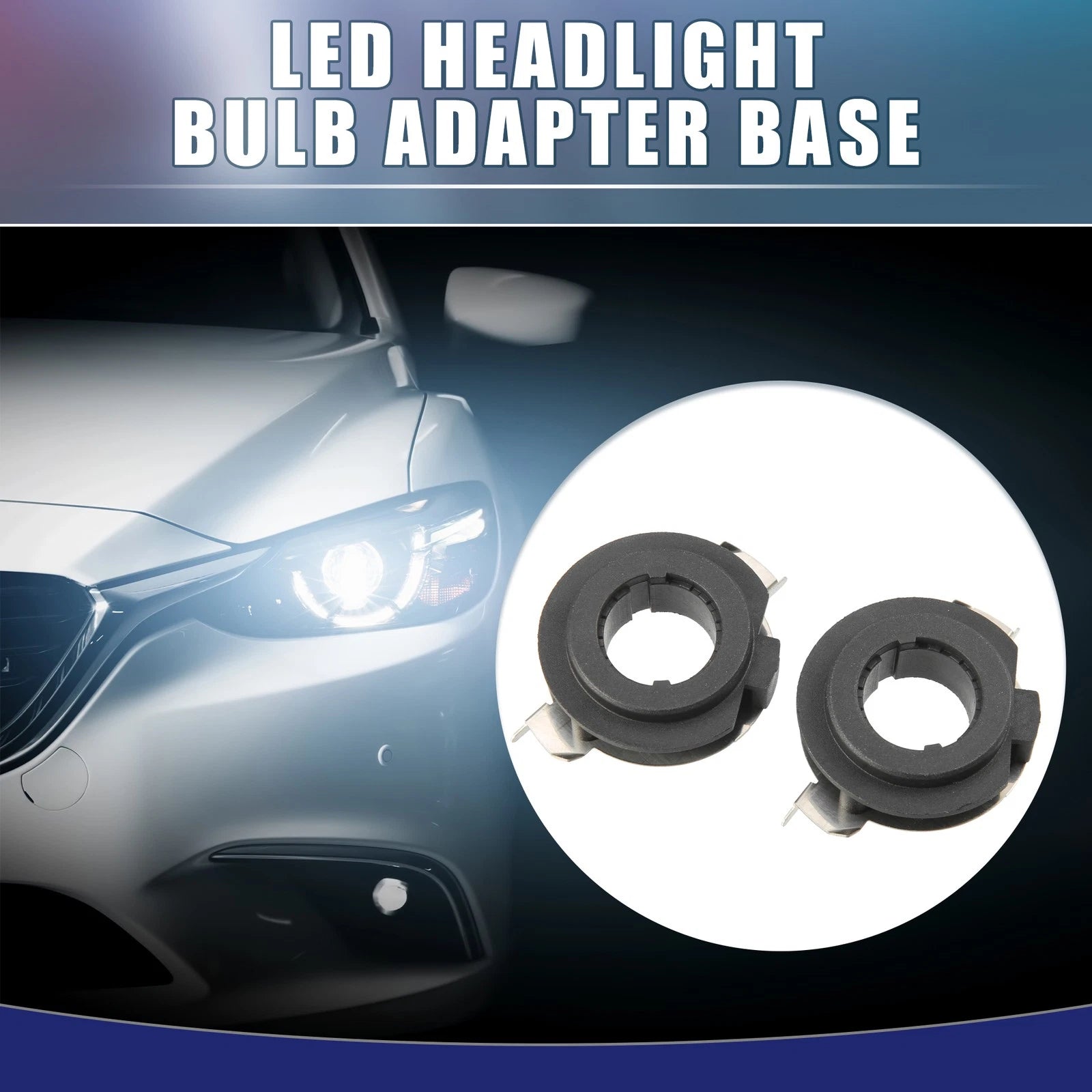 Set of 2 H7 LED Headlight Bulb Holder Adapter Clips for BMW E60 (2006–2010)