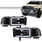Clear Corner Black LED DRL Headlights for Dodge Ram 1500 2500 3500 (1994–2002)