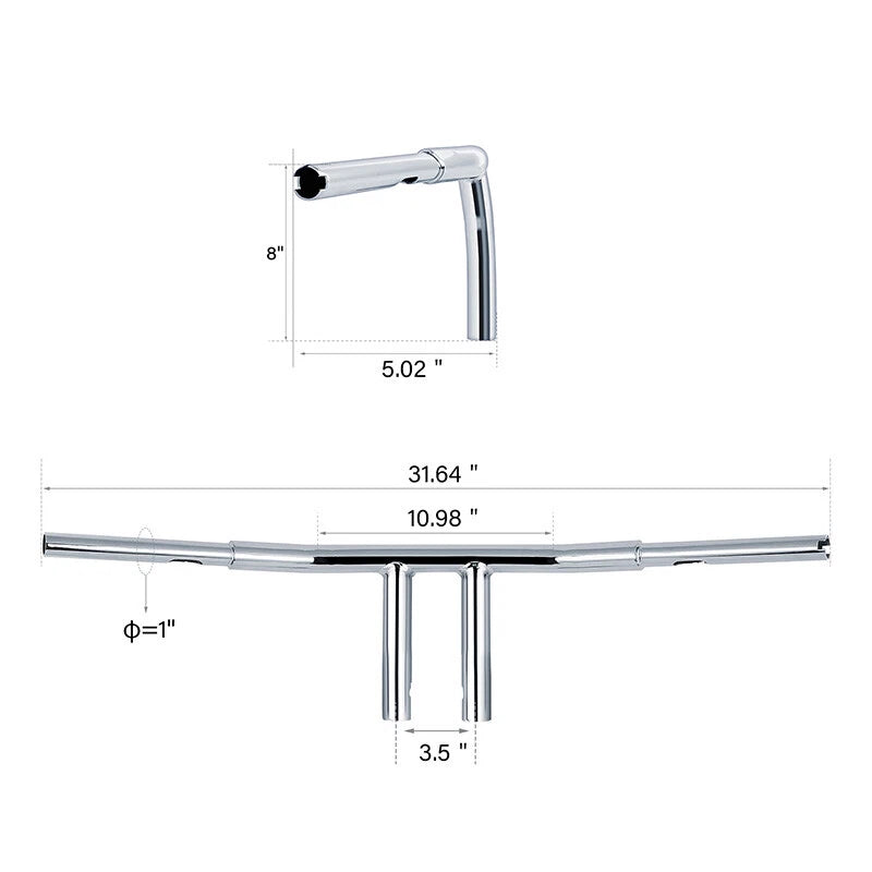 Chrome 1-1/4" Fat 8" Rise T-Bar Handlebar for Harley FLS FLSS FLSTF (2000–2017)