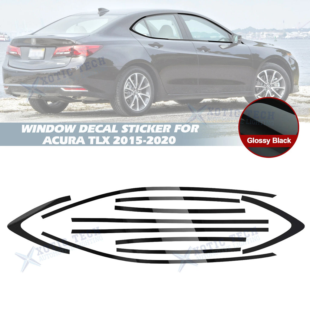 Glossy Black Chrome Delete Window Cover Sticker for Acura TLX (2015–2020)