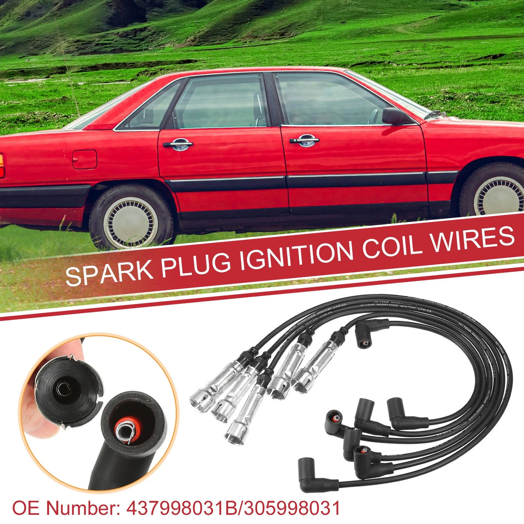 6X Spark Plug Wire Ignition Coil Cable No. 437998031B for Audi 80 100 200 (1980–1996)