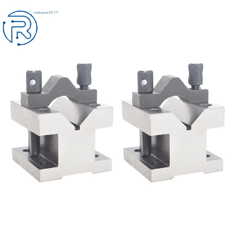 Set of 2 V-Block and Clamp for Precision Machining Tools