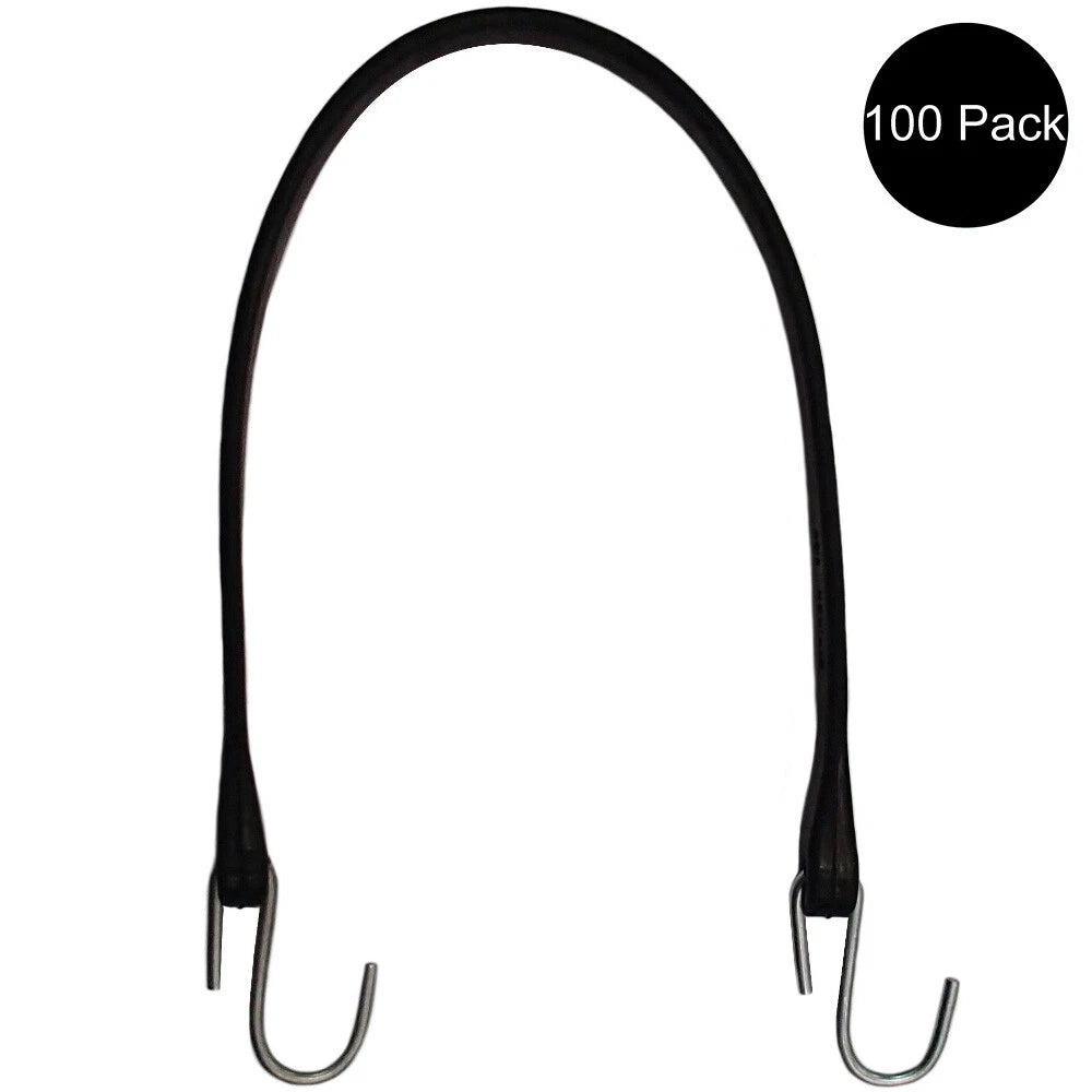 Set of 100 21" Black Rubber Tarp Straps for Flatbed Truck Trailer