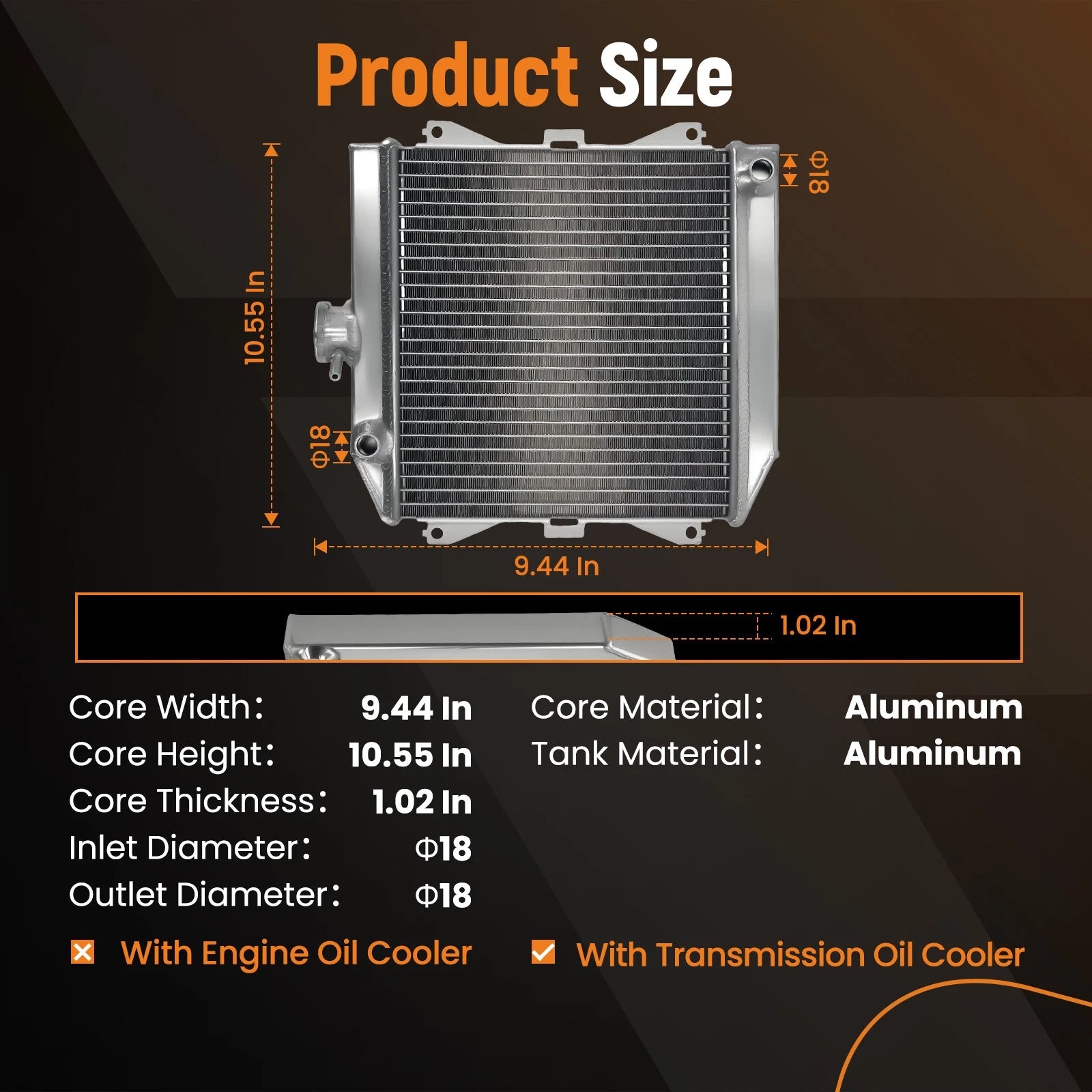 Aluminum Racing Cooling Radiator for Honda TRX500 TRX520 (2014–2024)