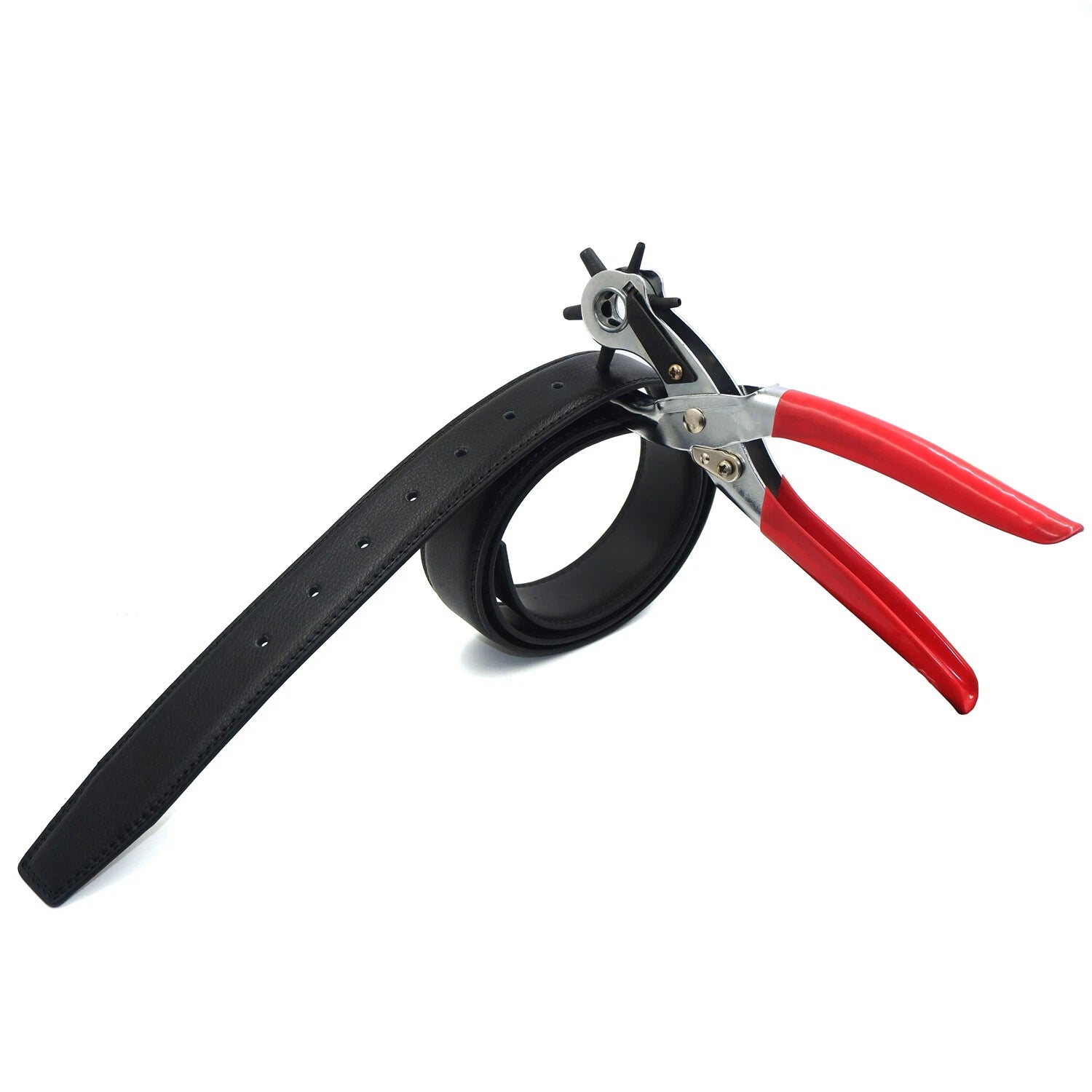 9" Heavy Duty Leather Hole Punch Pliers Tool with 6 Sized Punches