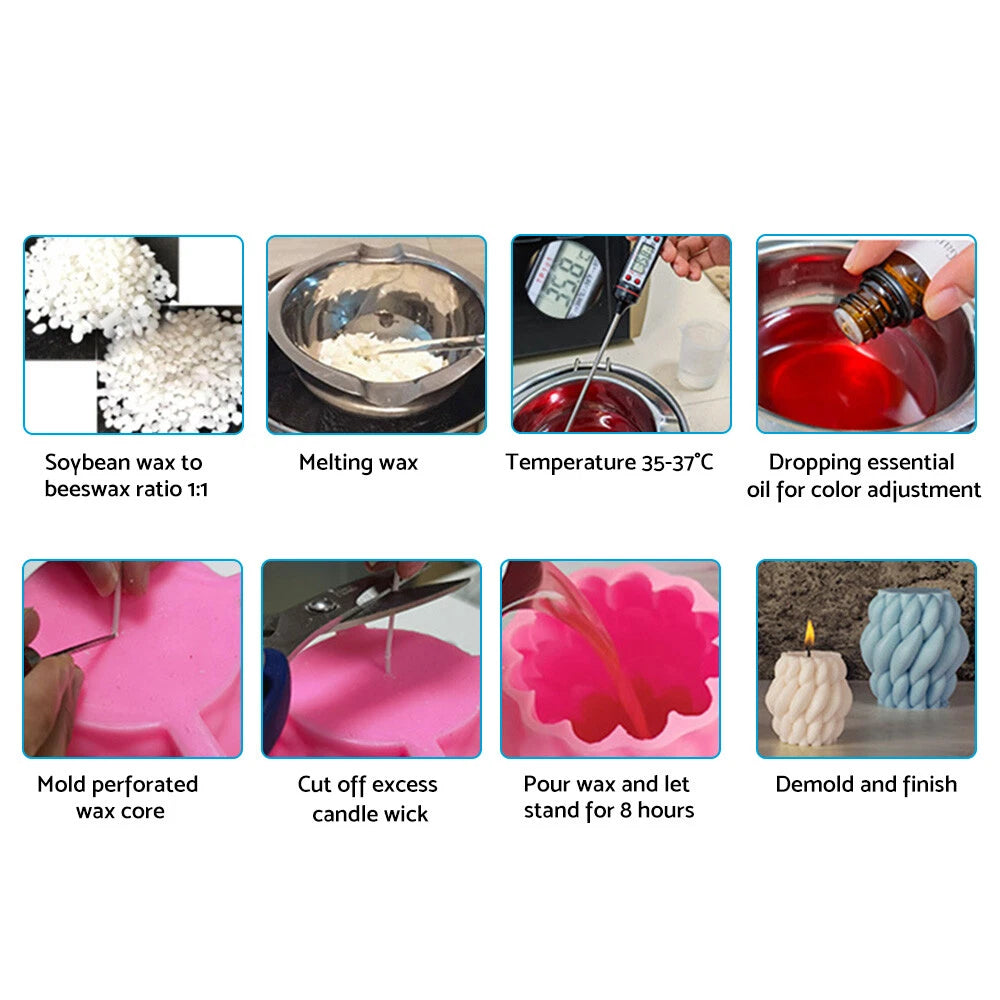 2X Candle Mold 3D Silicone Resin Mould for DIY Craft