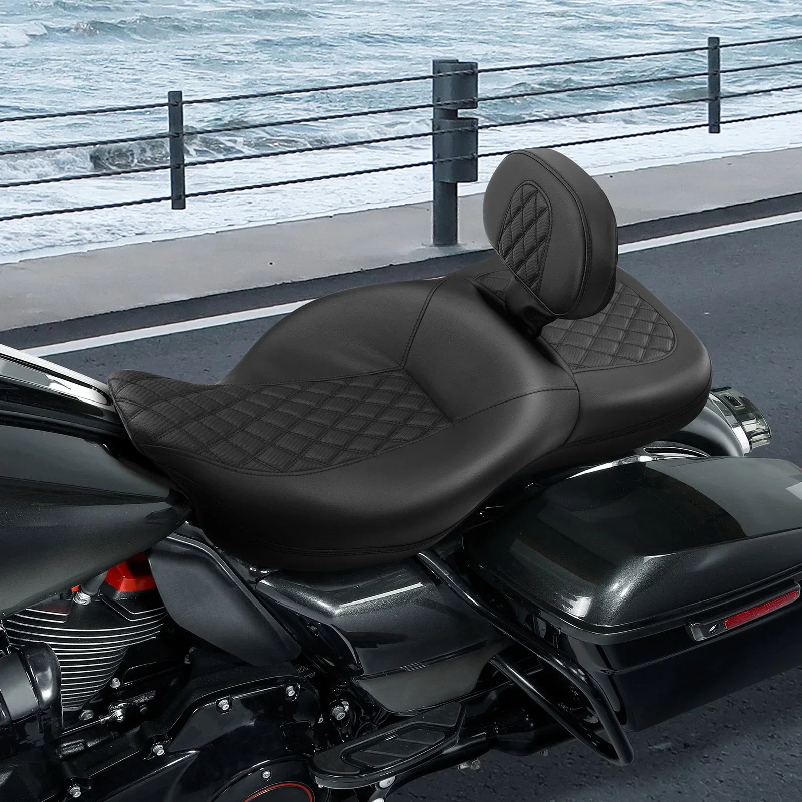 Front Driver Backrest & Mounts for Harley Touring Road Street Glide (2009-2023)