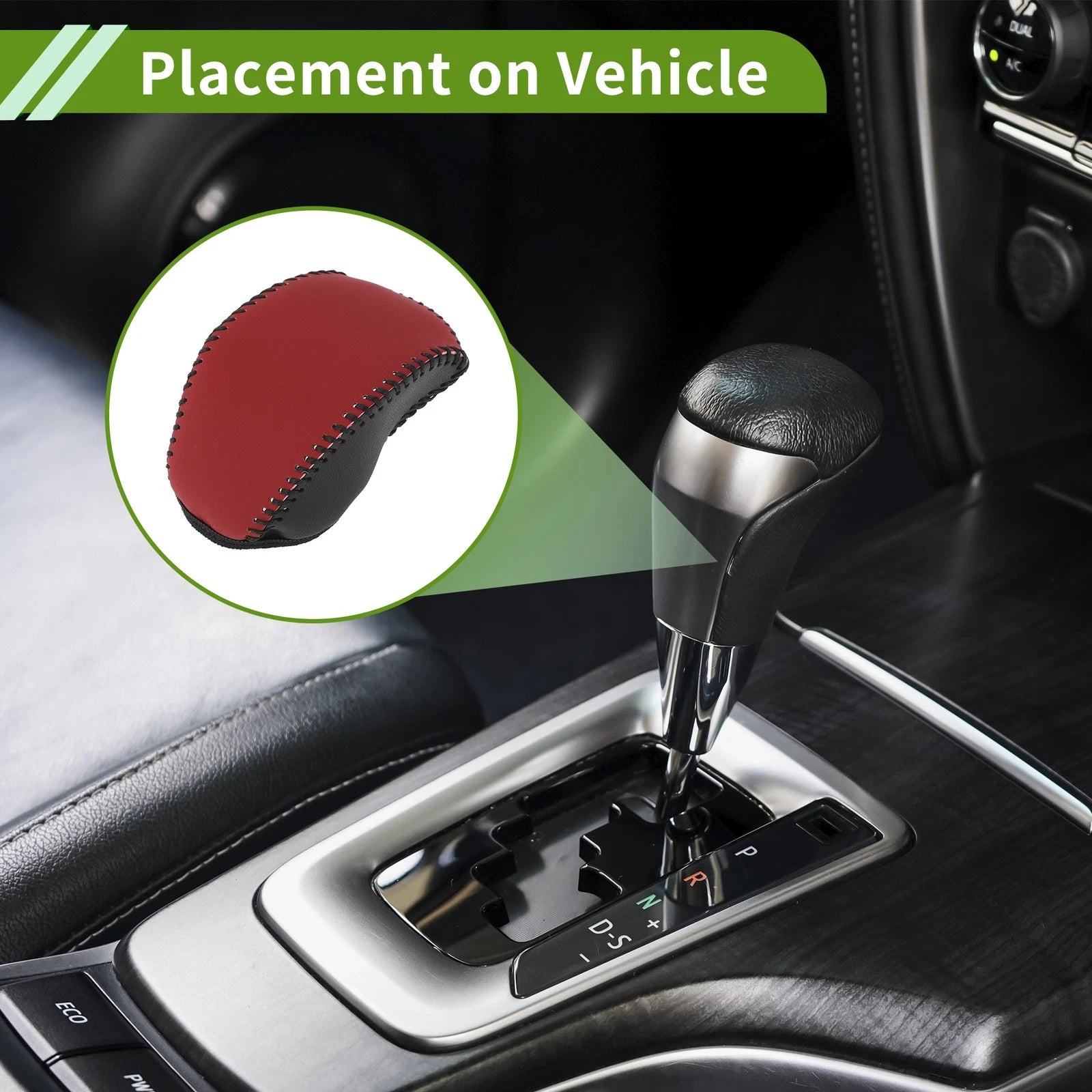 1 Pcs Gear Shift Knob Cover for Toyota RAV4 (2019–2024) Black Faux Leather