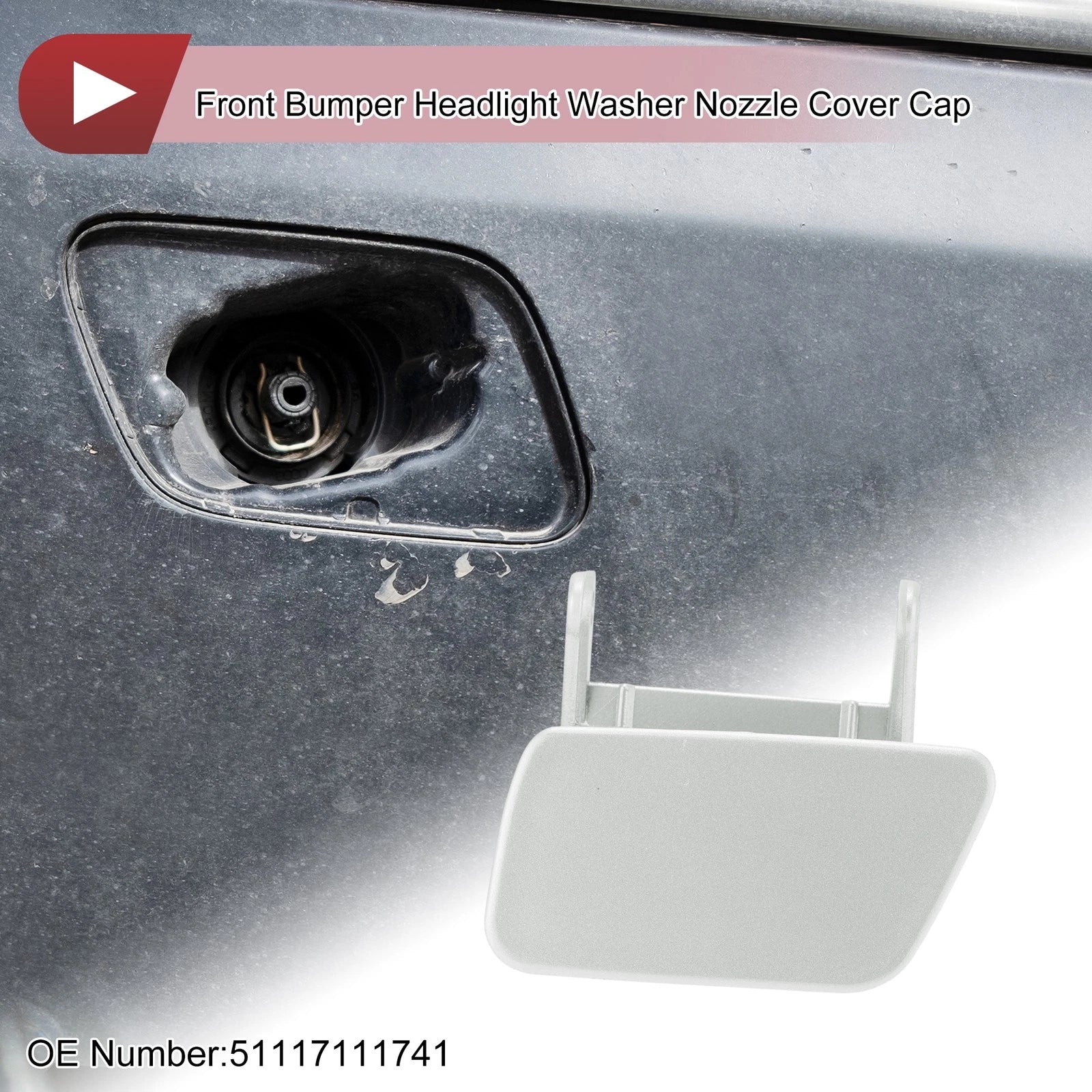 Bumper Trim Nozzle Cover No. 51117111741 for BMW 525i (2004–2005) Silver Tone