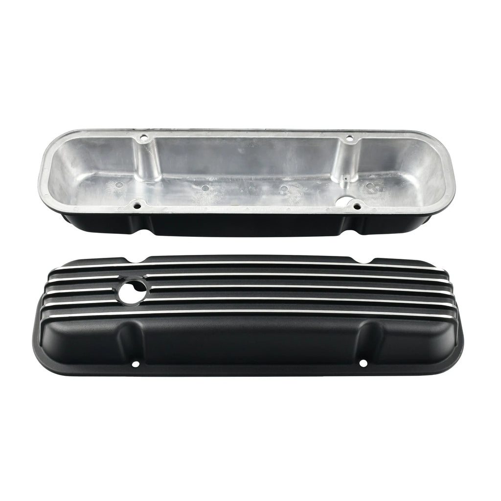 Finned Tall Black Aluminum Valve Covers for Pontiac 350 400 455