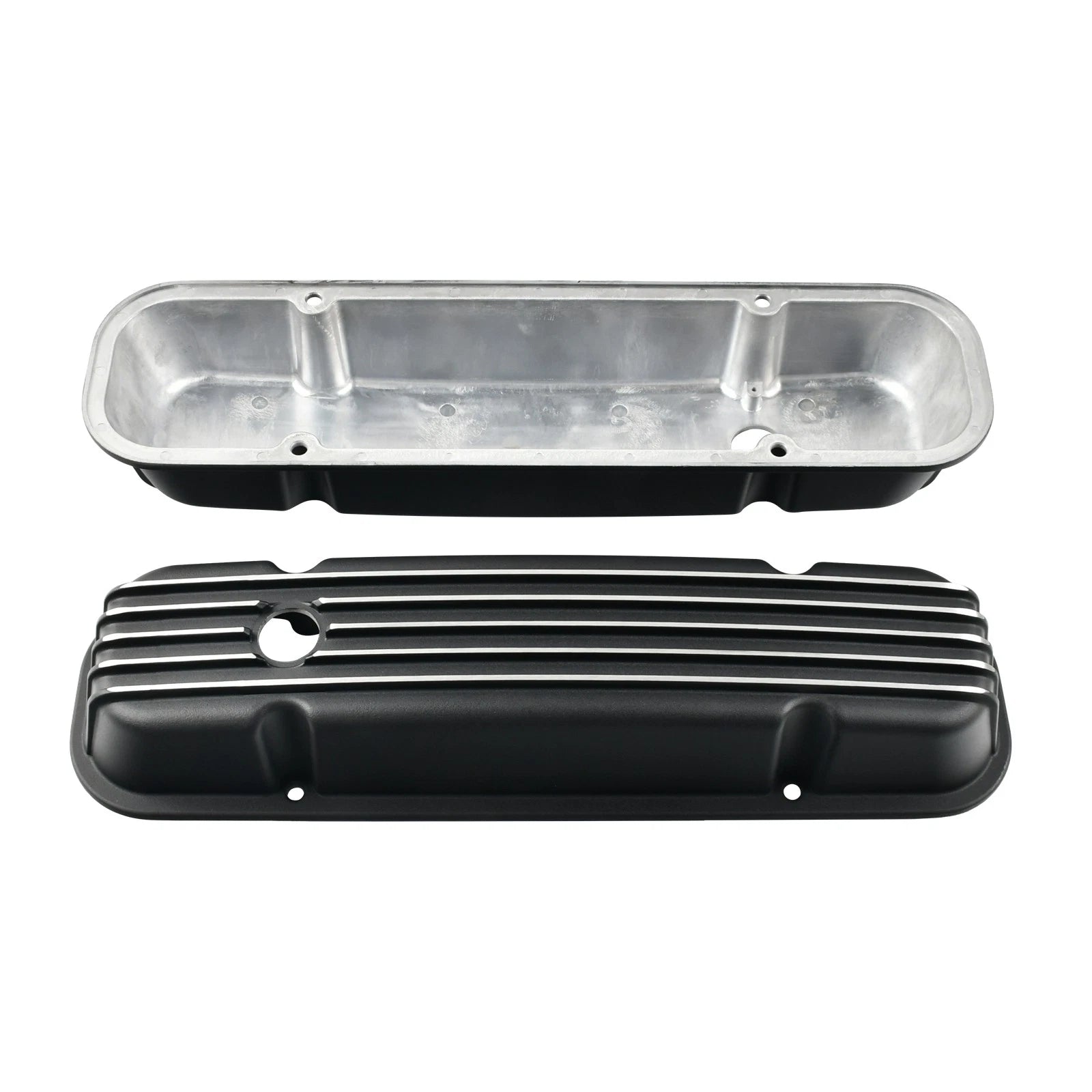 Finned Tall Black Aluminum Valve Covers for Pontiac 350 400 455