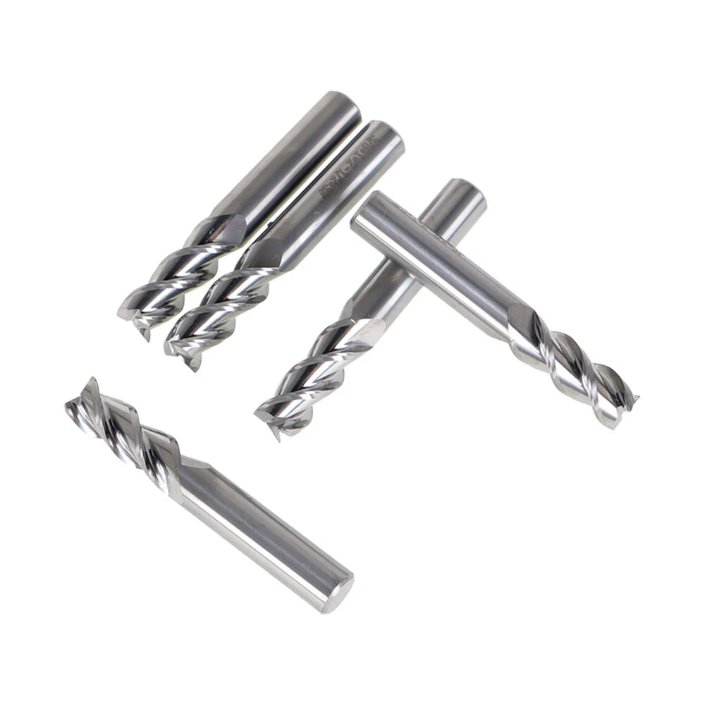 Set of 5 Carbide 3 Flute End Mills 3/8" Regular Length