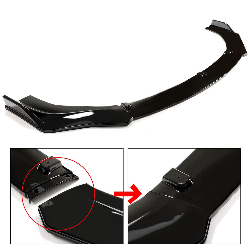 Front Bumper Lip Spoiler for Honda Civic Sedan (2016–2021) Painted Black