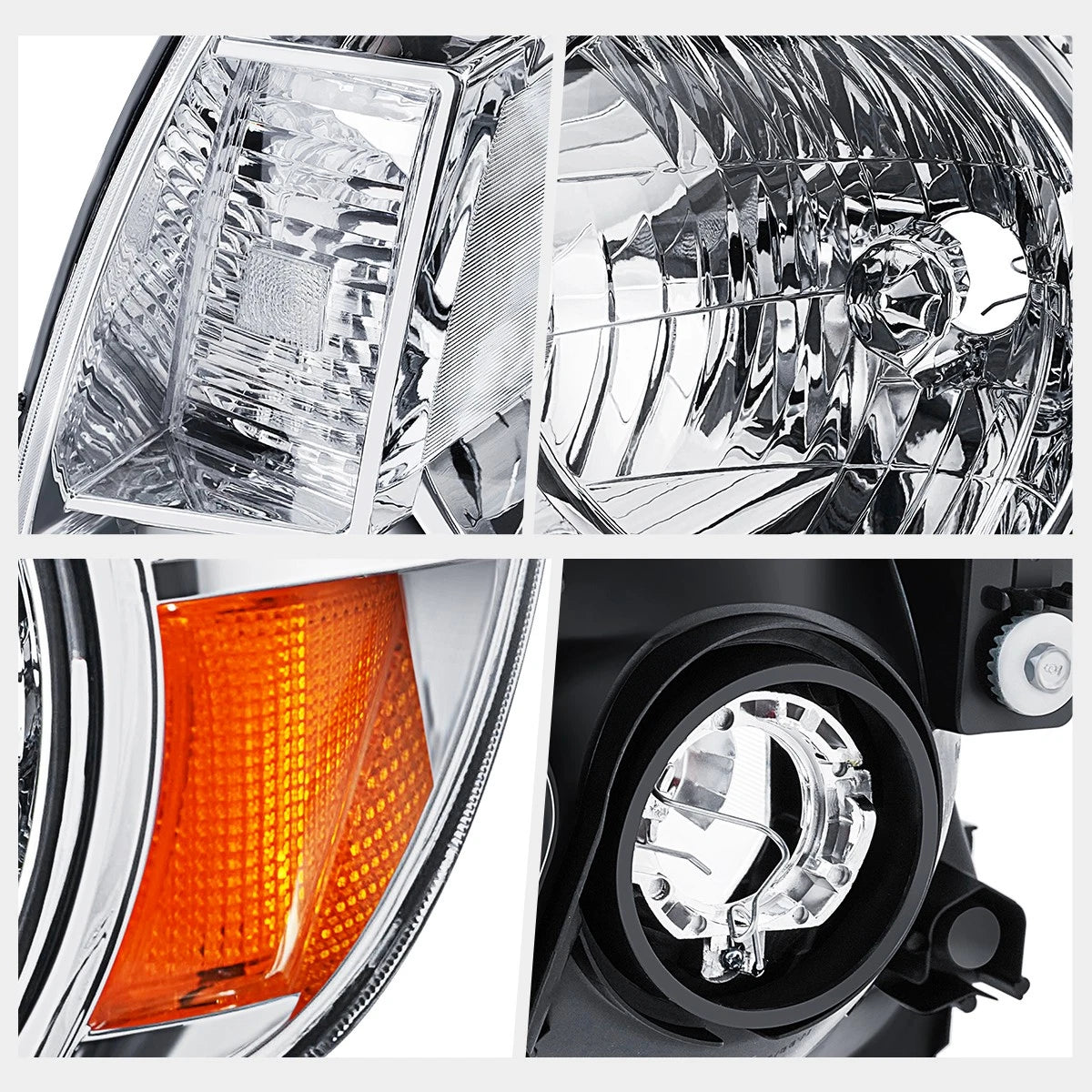 Driver Side Headlight Lamp for Toyota Tacoma (2005–2011) Chrome/Amber