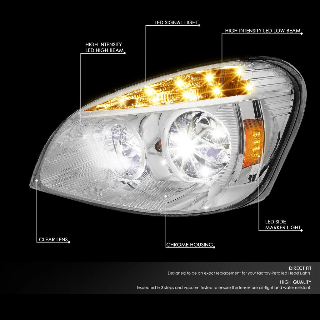Pair of LED Headlight Lamps Assembly for Freightliner Cascadia (2008–2017)